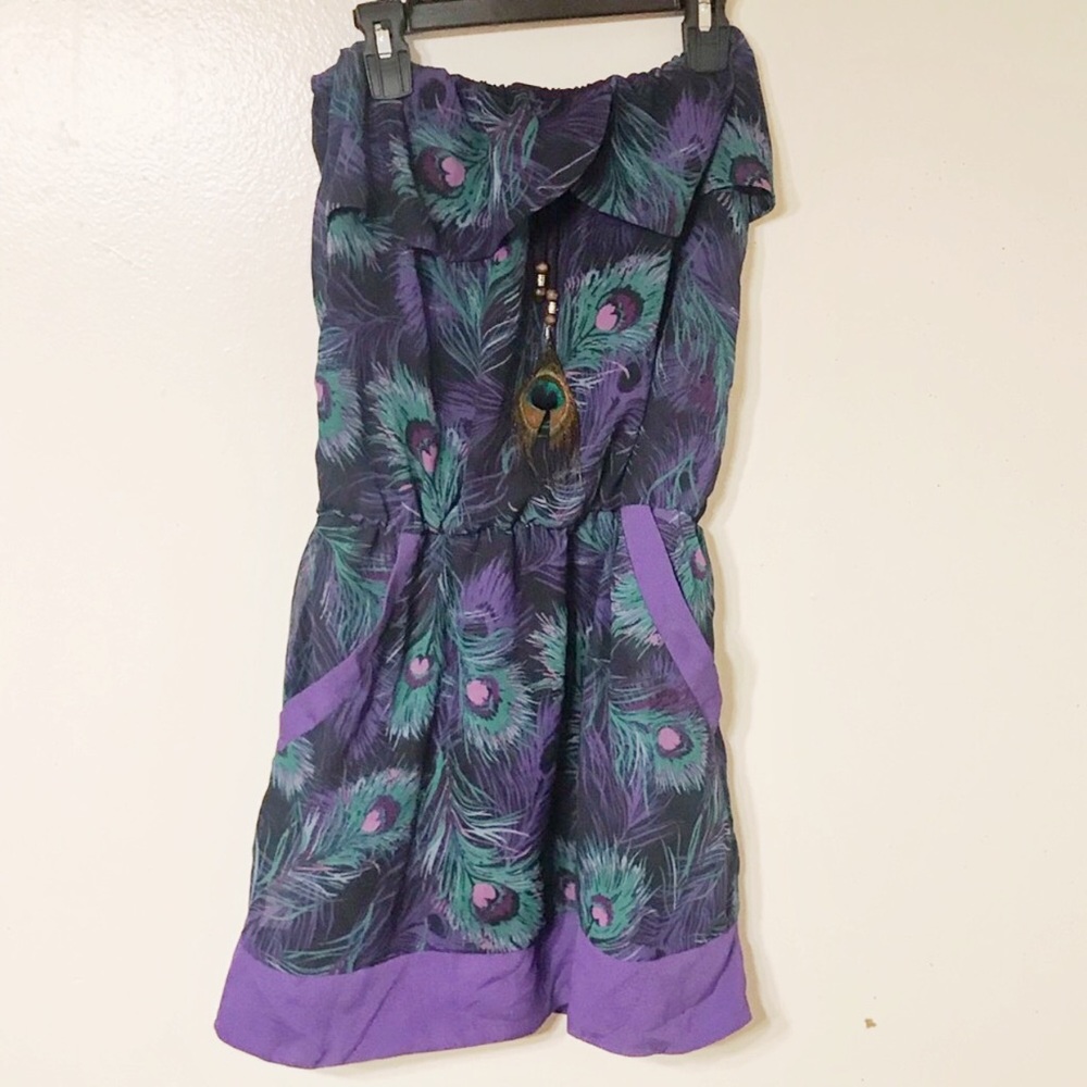 Peacock Strapless Dress
